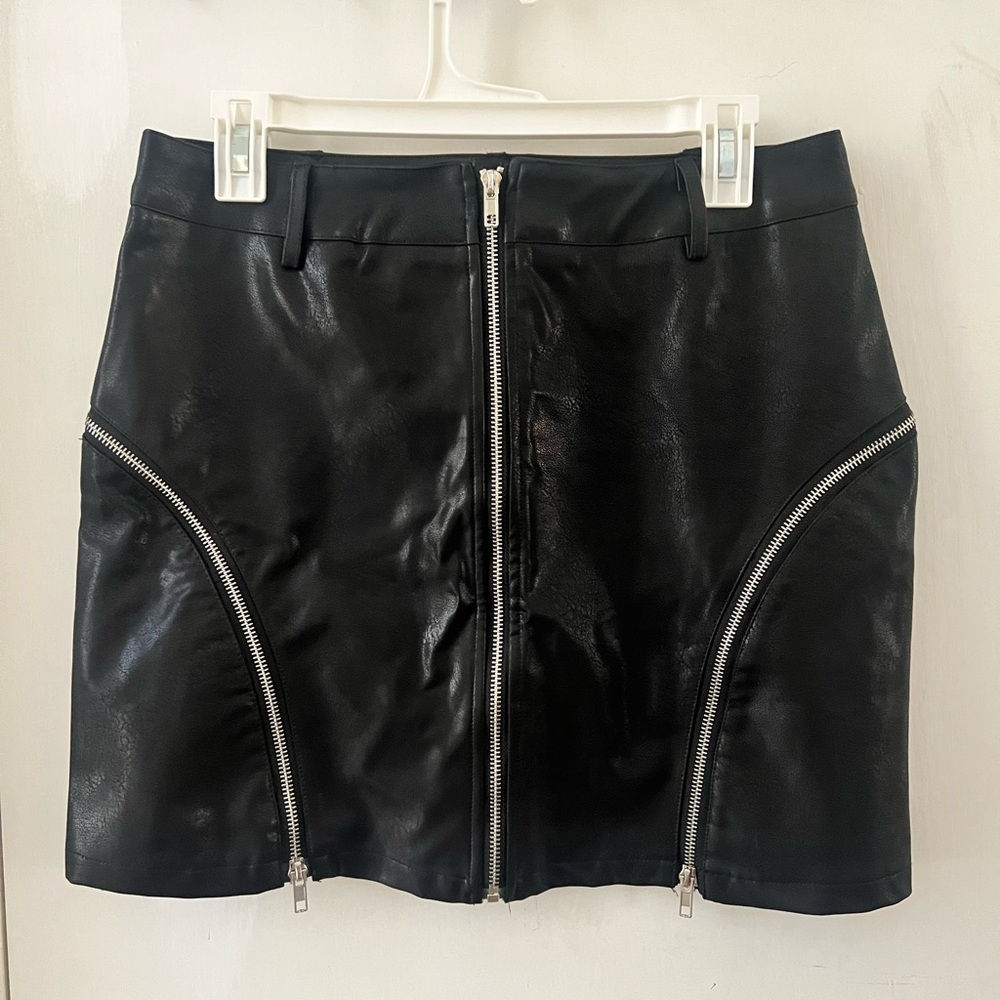 Black faux leather skirt